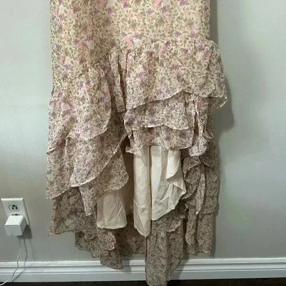 NWOT ASTR THE LABEL MAGNOLIA FLORAL RUFFLE HI-LO MAXI DRESS S - Picture 10 of 10